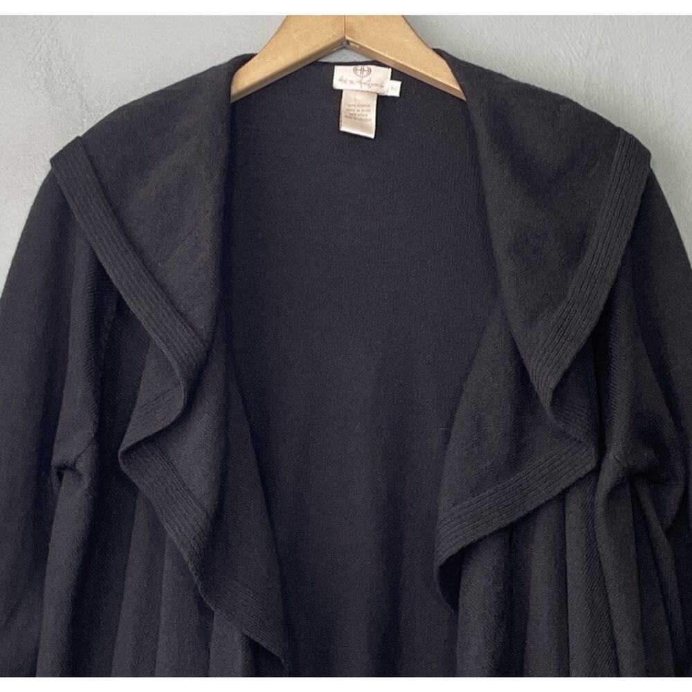 Hot In Hollywood Waterfall Cardigan Size M Black Drape Sweater Ruffled Witchy - Picture 4 of 11